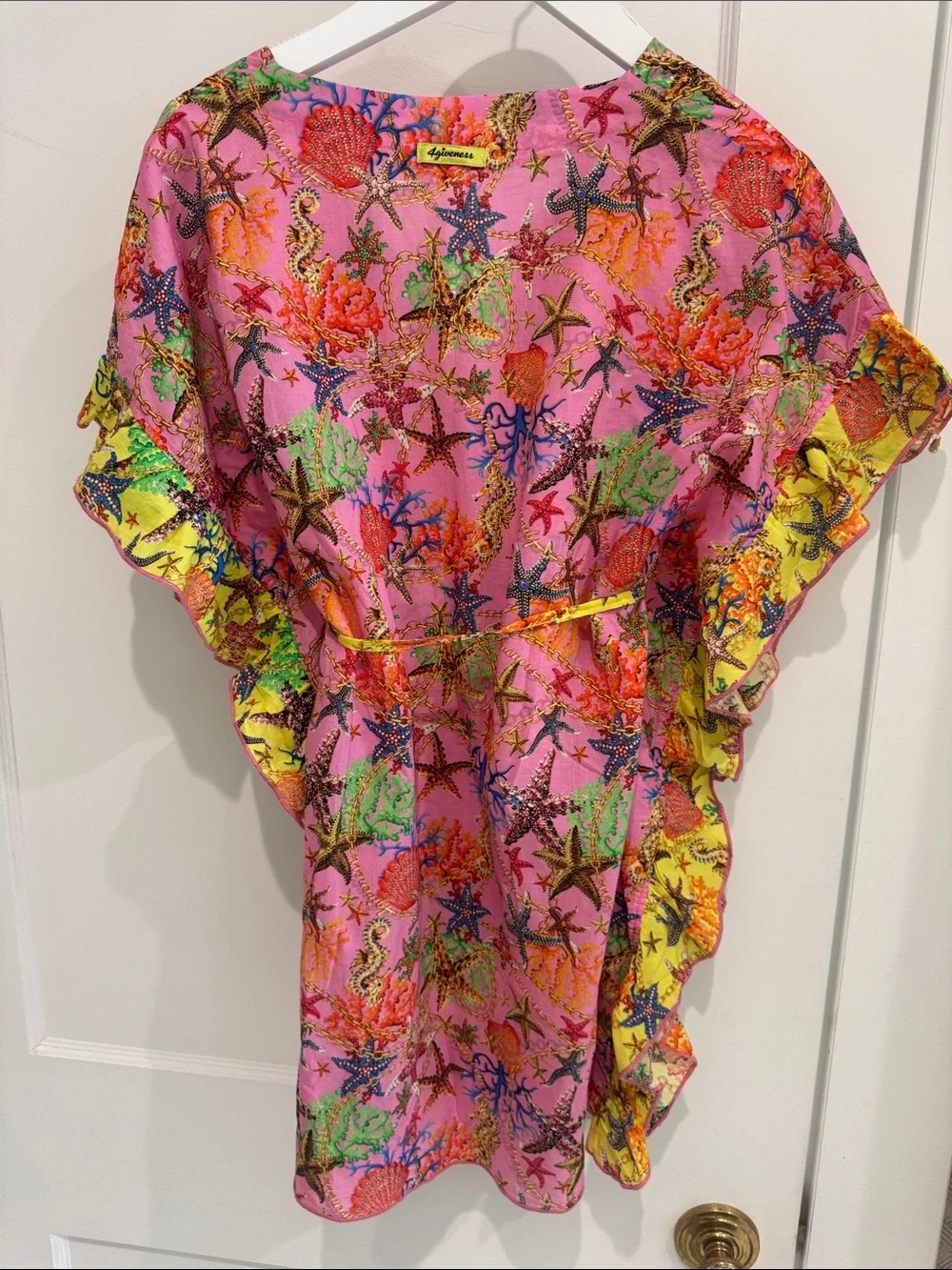 4Giveness Kids Swim Cover Up Caftan Pink Starfish Coral Italy
